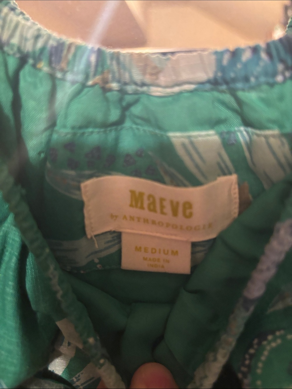 Anthropologie Maeve Sz Med Green Tropical Maxi Dress with Puff Sleeves - Picture 8 of 14